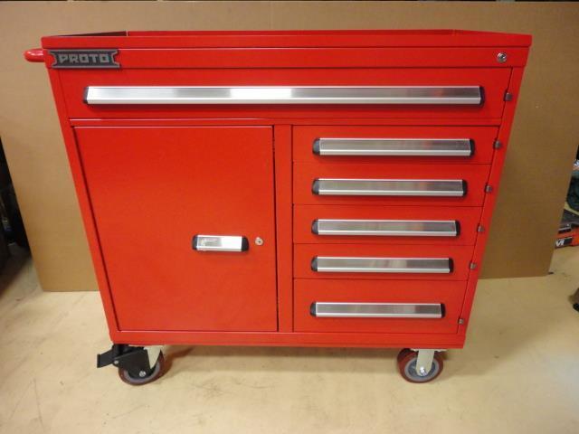 1 NEW PROTO RED ROLLING CABINET 42-1/2"H X 45"W X 21-3/8" DJ564542-6RD-1S