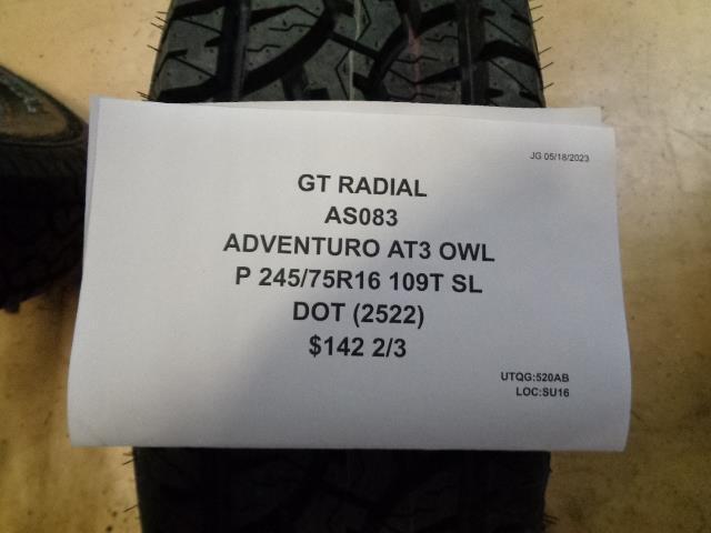 4 GT RADIAL ADVENTURO AT3 OWL P 245 75 16 109T SL ALL TERRAIN TIRES AS083 BQ3