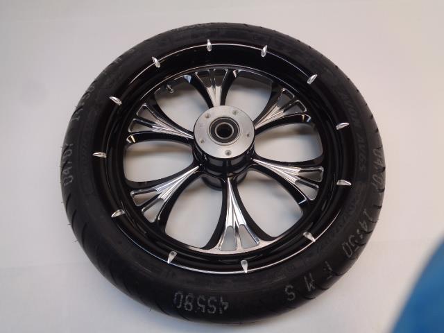 RC COMPONENT BILLET BLACK 17X3.5 FRONT MOTORCYCLE WHEEL W/ AVON 120/70ZR17 58W