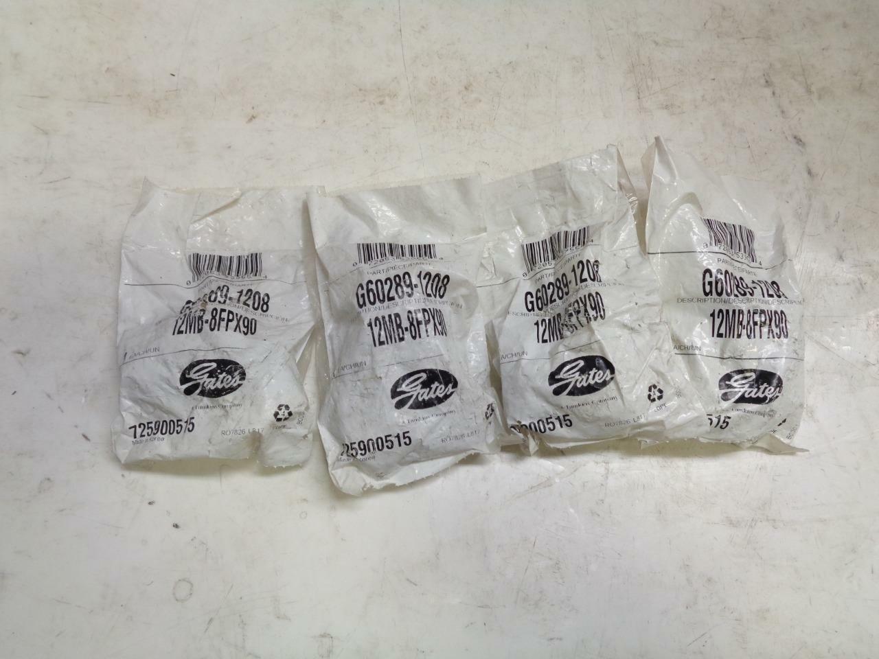 1 NEW PACK OF 4 GATES 90 DEGREE HYDRAULIC ADAPTER G60289-1208 12MB-8FPX90 R10TD