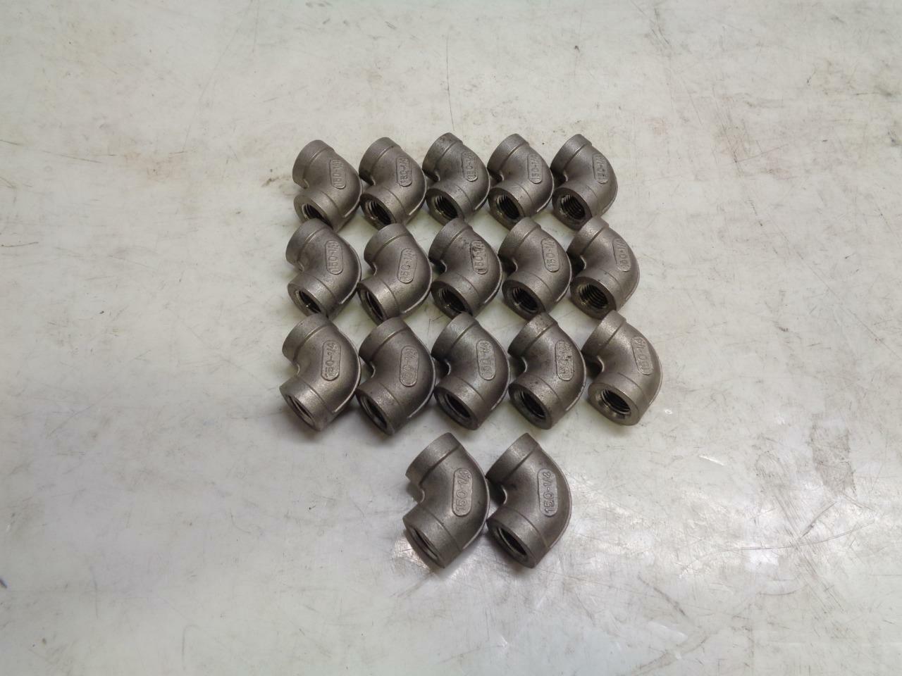 1 NEW PACK OF 17 MB-316 SERUES STEEL 150-1/4" THREADED 90 DEGREE ELBOWS R10TD