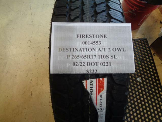 1 New Tire FIRESTONE Destination AT2 OWL P 265 65 17 110S SL 14553