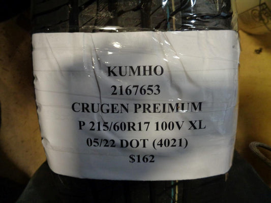 1 NEW TIRE KUMHO CRUGEN PREMIUM 215 60 17 100V XL 2167653