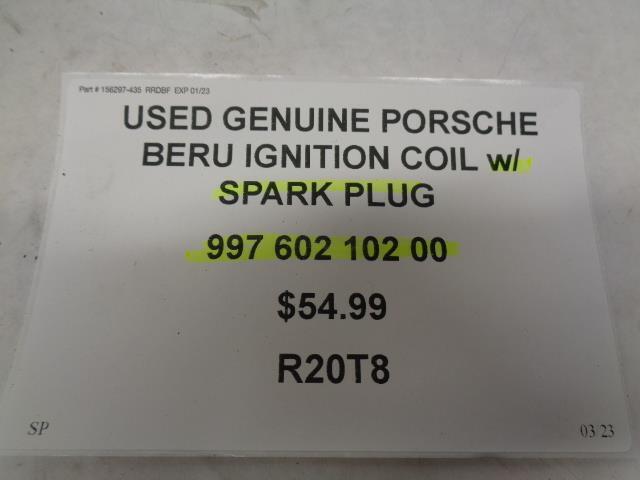 USED GENUINE PORSCHE BERU IGNITION COIL w/ SPARK PLUG 997 602 102 00 R20T8