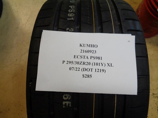 1 NEW TIRE KUMHO ECSTA PS981 295 30 20 101Y XL 2160923