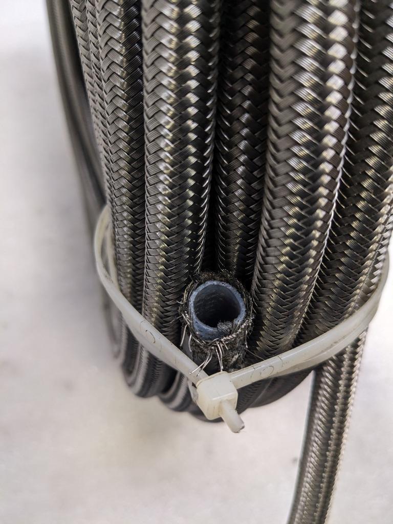 UNBRANDED BRAIDED 93.5' METALLIC HOSE 1/2" OD 3/8" ID W/ PLASTIC TUBING NEW R3