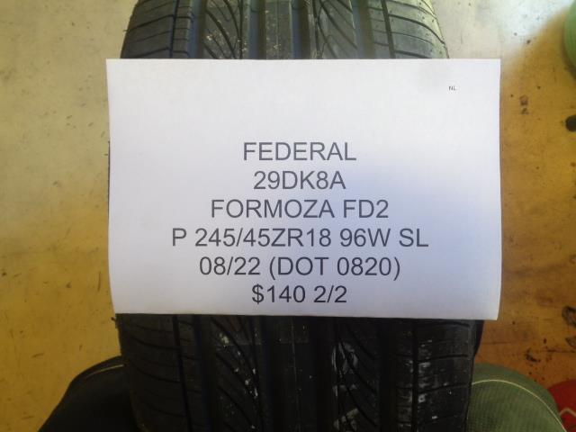 1 NEW TIRE FEDERAL FORMOZA FD2 245 45 18 96W SL 29DK8A
