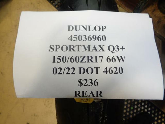 1 New Rear Motorcycle Tire DUNLOP Sportmax Q3+ 150 60 17 66W 45036960