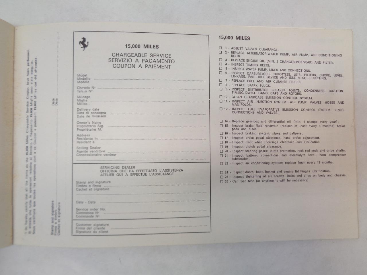 USED GENUINE Ferrari 1978 308 GTB/GTS Owners Manual Set R31 T1