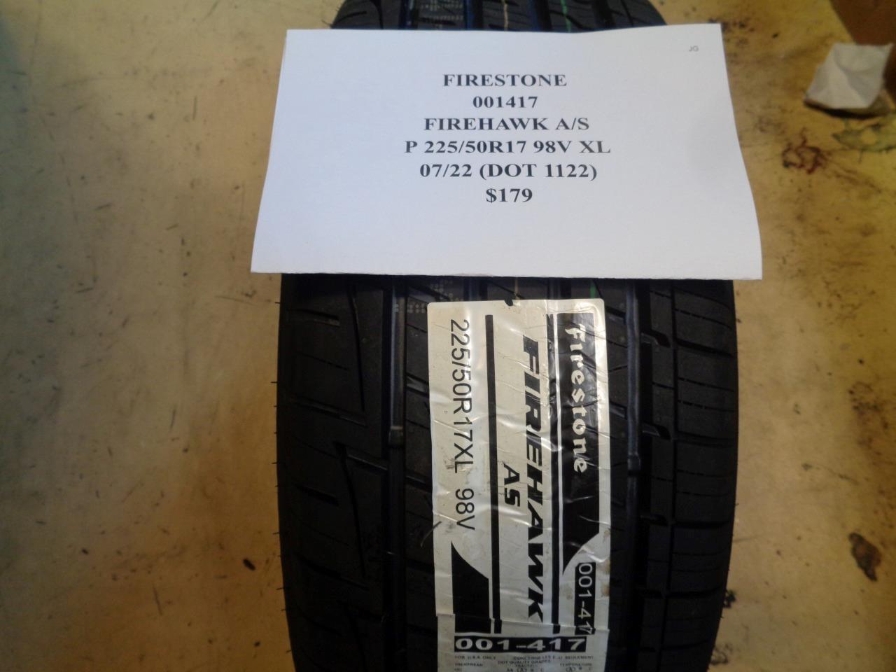 1 NEW TIRE FIRESTONE FIREHAWK AS 225 50 17 98V XL 001417