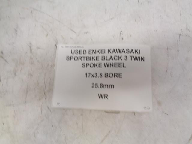 USED ENKEI KAWASAKI SPORTBIKE BLACK 3 TWIN SPOKE WHEEL 17x3.5 BORE 25.8mm WR