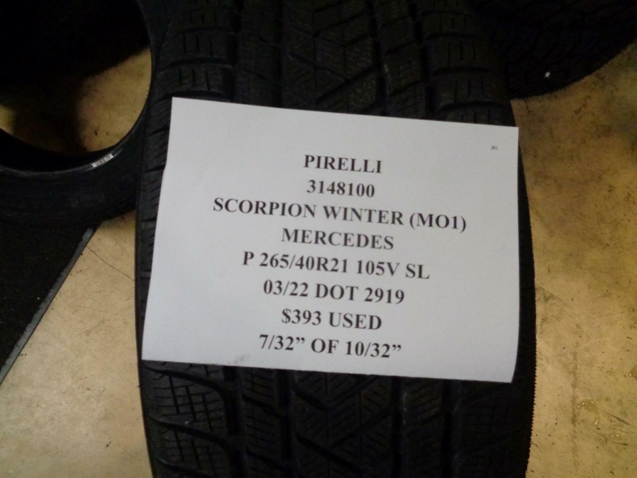 1 USED TIRE PIRELLI SCORPION WINTER *MO1 MERCEDES 265 40 21 105V SL 3148100