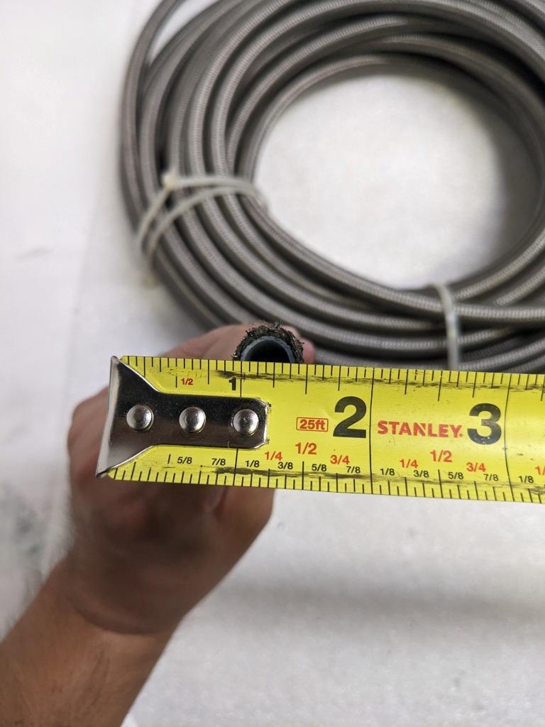 UNBRANDED BRAIDED 93.5' METALLIC HOSE 1/2" OD 3/8" ID W/ PLASTIC TUBING NEW R3