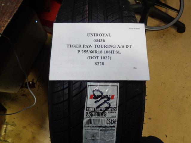1 UNIROYAL TIGER PAW TOURING AS DT 255 60 18 108H SL TIRE 03436