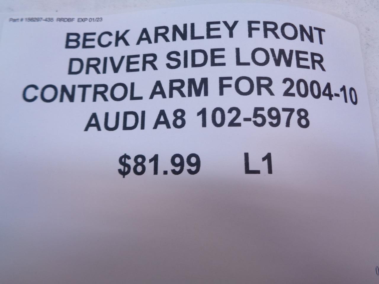 BECK ARNLEY FRONT DRIVER LOWER CONTROL ARM FOR 2004-10 AUDI A8 102-5978 L1