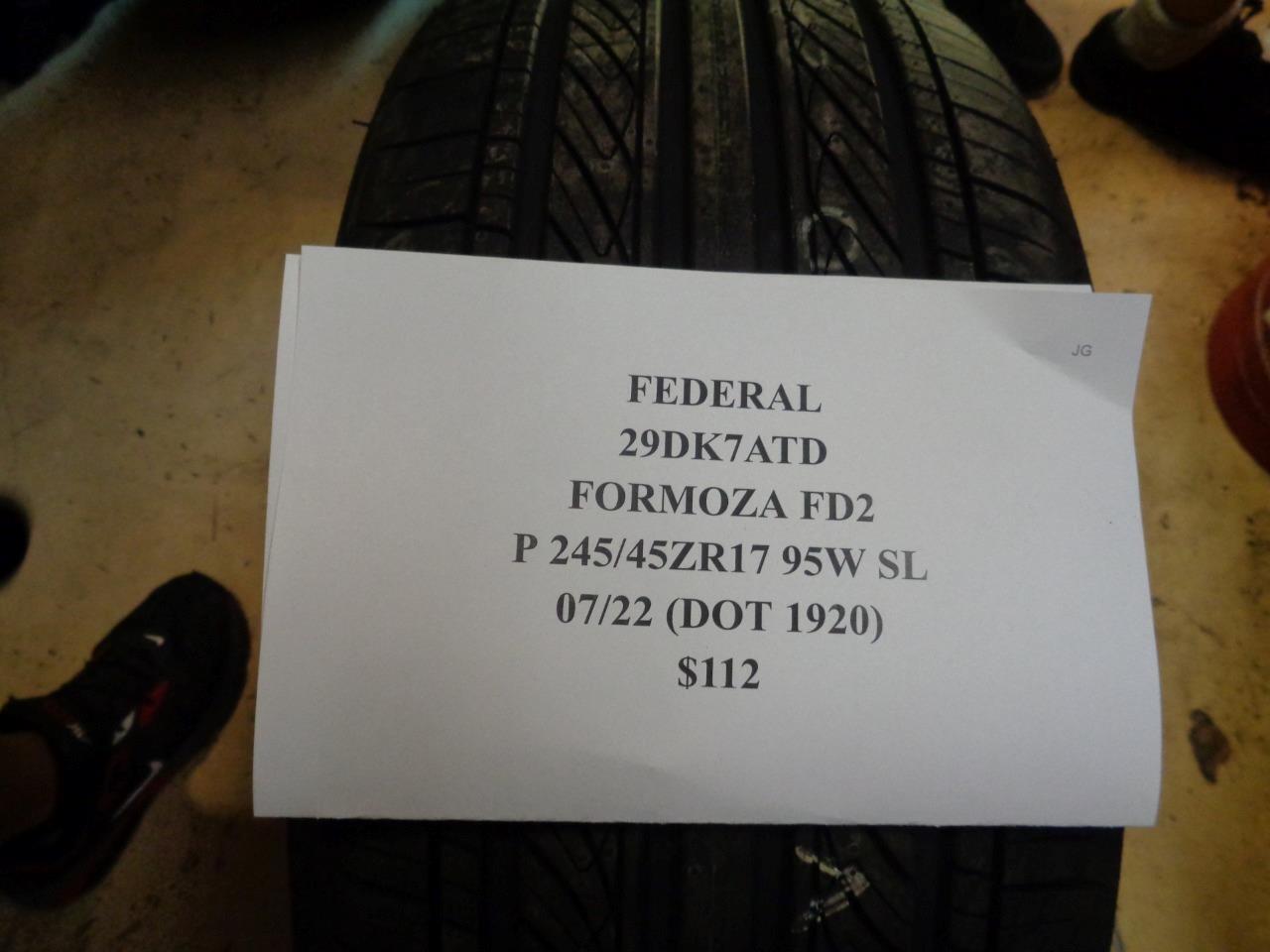 1 NEW TIRE FEDERAL FORMOZA FD2 245 45 17 95W SL 29DK7ATD