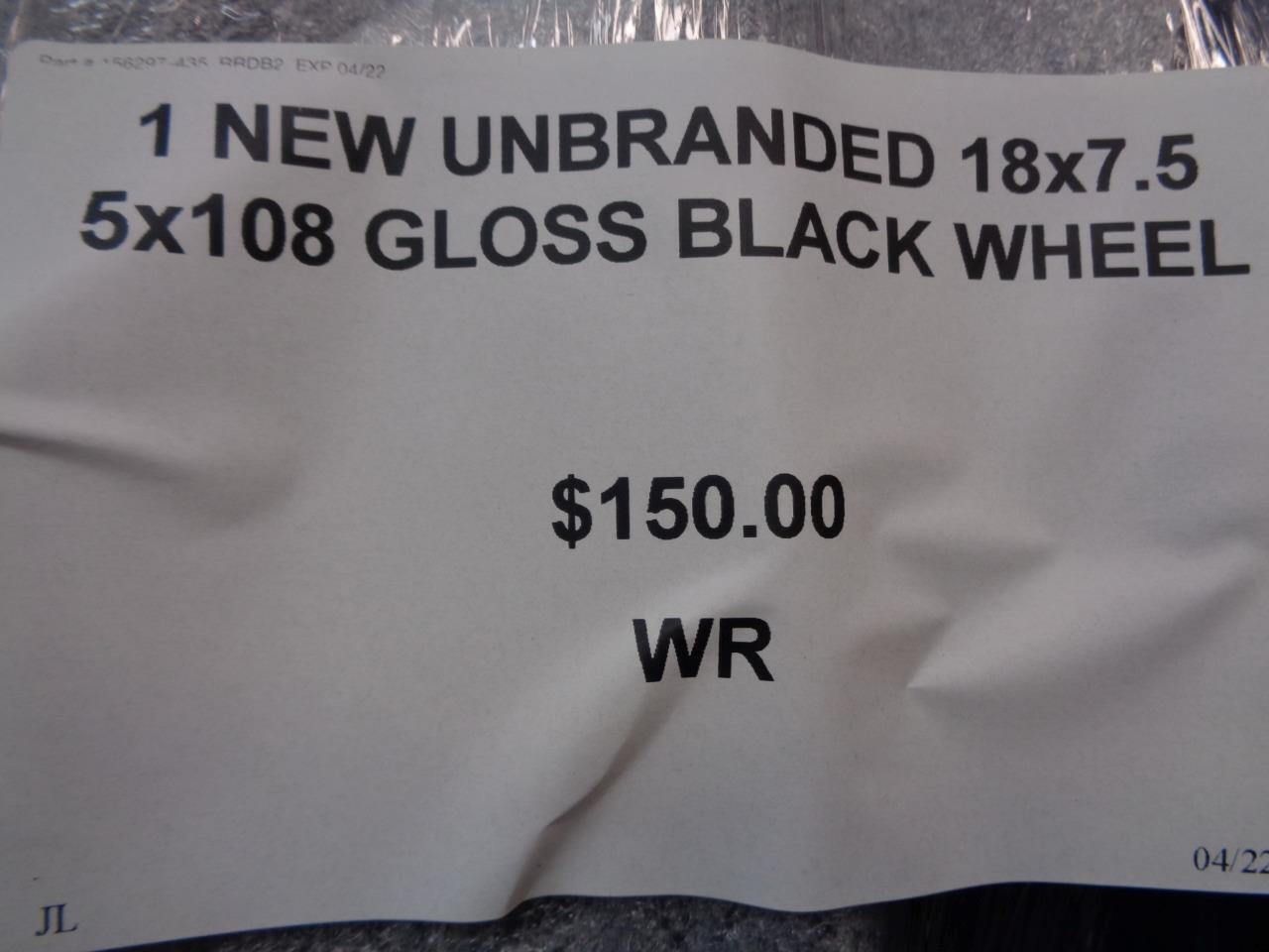 1 NEW UNBRANDED 18x7.5 5x108 GLOSS BLACK WHEEL WR