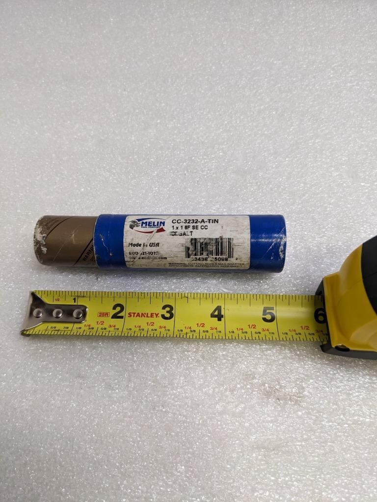 MELIN CC-3232-A-TIN COBALT END MILL 1X1 6F SE CC NEW R22T5