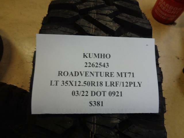 1 NEW TIRE KUMHO ROADVENTURE MT71 LT 35 12.50 18 LRF 12PLY 2262543