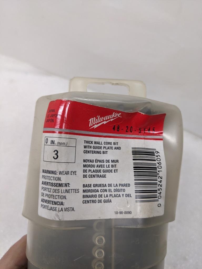MILWAUKEE 48-20-5145 3" SDS-MAX/SPLINE THICK WALL CARBIDE TIP CORE BIT NEW R22T5