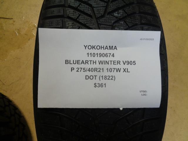 1 YOKOHAMA BLUEARTH WINTER V905 P 275 40 21 107W XL TIRE 110190674 BQ1
