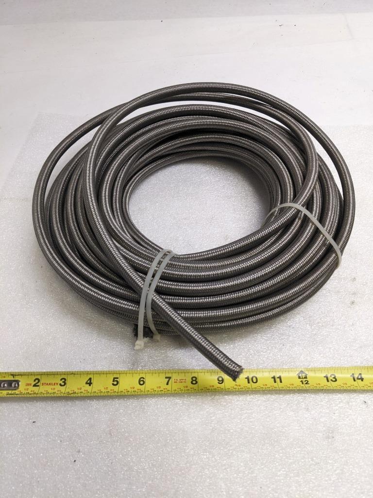 UNBRANDED BRAIDED 93.5' METALLIC HOSE 1/2" OD 3/8" ID W/ PLASTIC TUBING NEW R3