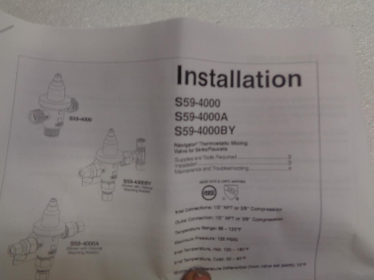 NEW BRADLEY NAVIGATOR SHOWER & EYEWASH THERMOSTATIC MIXING VALVE S59-4000A R11TC
