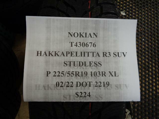 1 New Tire NOKIAN Hakkapeliitta R3 SUV Studless 225 55 19 103R XL T430676