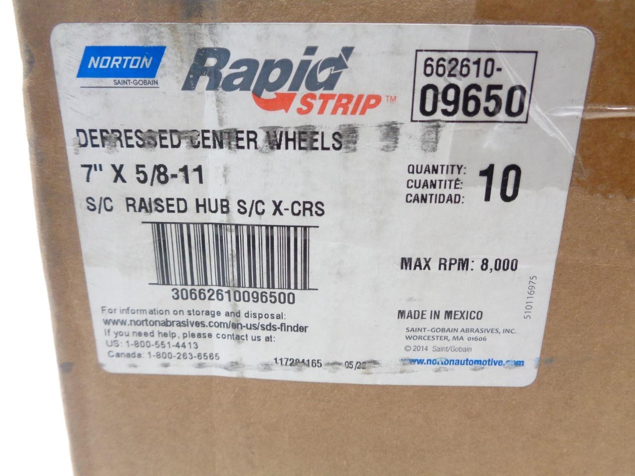 10ct NORTON 66261009650 RAPID STRIP 7x5/8-11" TYPE 27 SILICON CARBIDE DISC R7