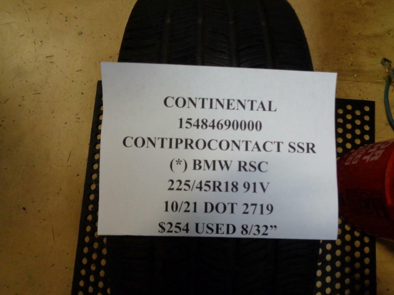 1 USED CONTINENTAL CONTIPROCONTACT SSR BMW 225 45 18 91VB 8/32" TIRE 15484690000