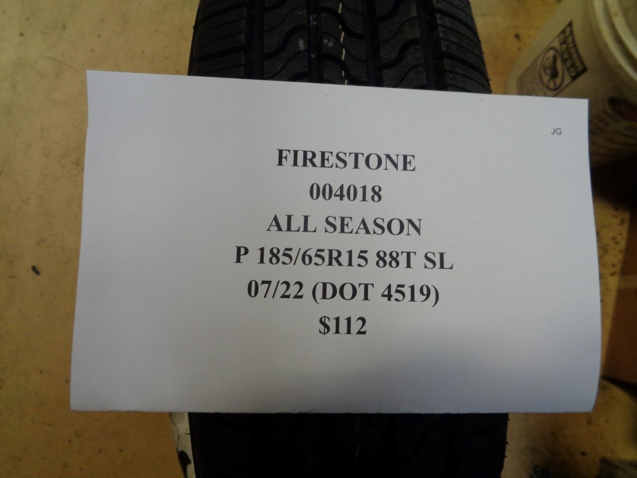 1 NEW TIRE FIRESTONE ALL SEASON 185 65 15 88T SL 004018