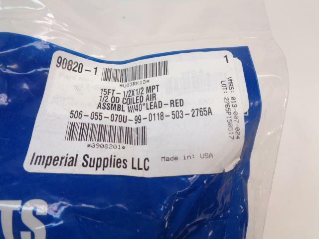 NEW IMPERIAL COILED A/B HOSE ASSEMBLY 15' RED 90820-1 R10TA