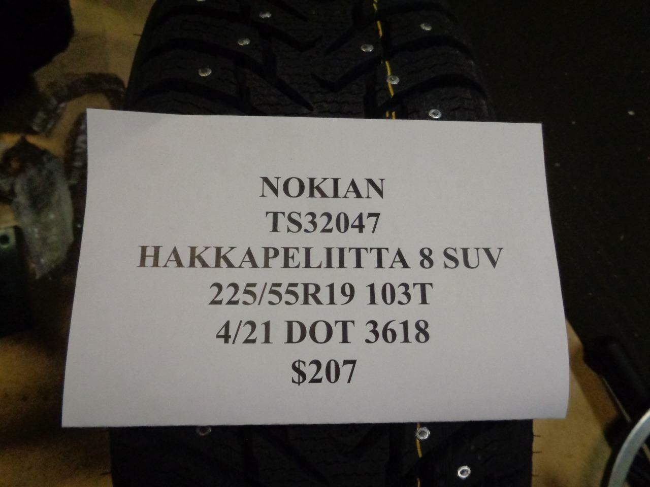 1 NEW NOKIAN HAKKAPELIITTA 8 SUV 225 55 19 103T TIRE TS32047 Q1