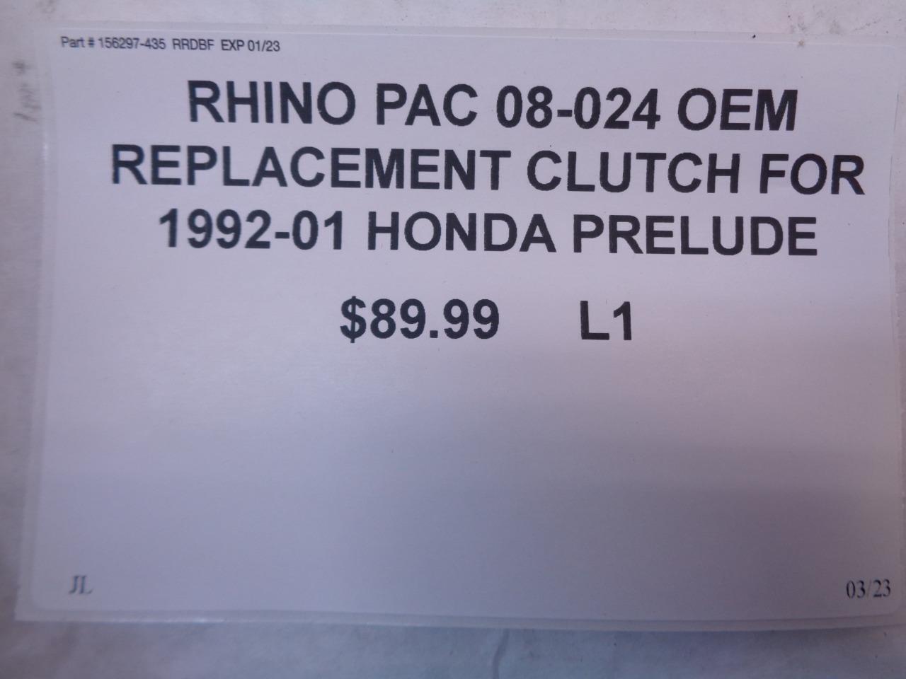 RHINO PAC 08-024 OEM REPLACEMENT CLUTCH FOR 1992-01 HONDA PRELUDE L1