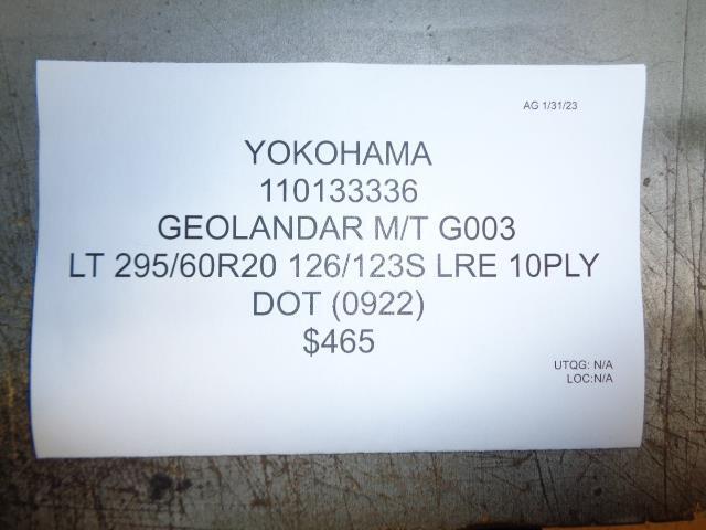 1 YOKOHAMA GEOLANDAR M/T G003 LT 295 60 20 126/123S LRE 10PLY TIRE 110133336 BQ1