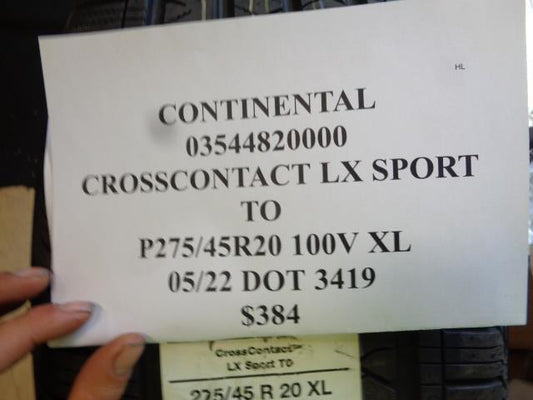 1 NEW TIRE CONTINENTAL CROSSCONTACT LX SPORT *TO 275 45 20 100V XL 03544830000