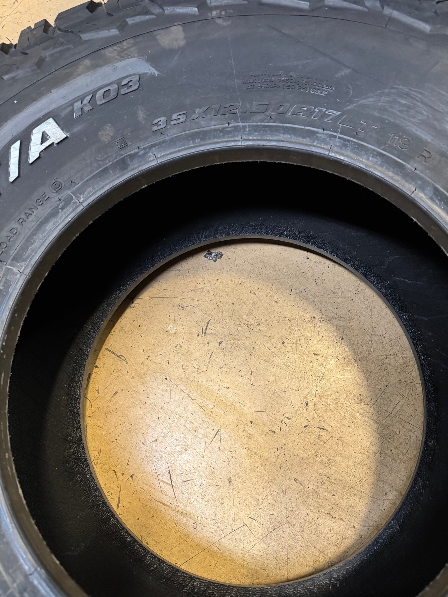 BFGOODRICH ALL TERRAIN T/A KO3 BSW LT 35 12.5 17 119R 8PLY TIRE 03347
