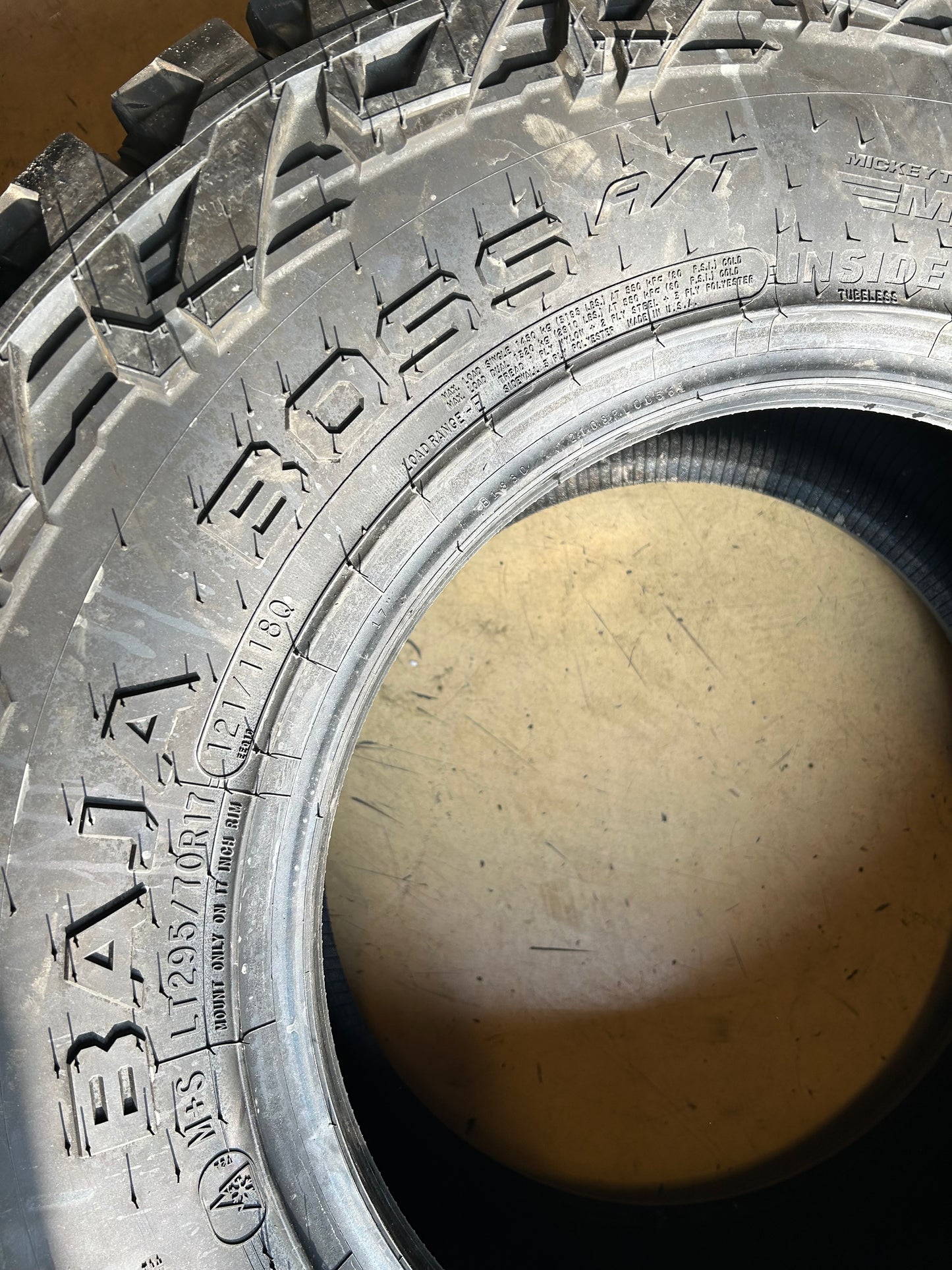 MICKEY THOMPSON BAJA BOSS A/T BSW LT 295 70 17 121/118Q 10PLY TIRE 331021001