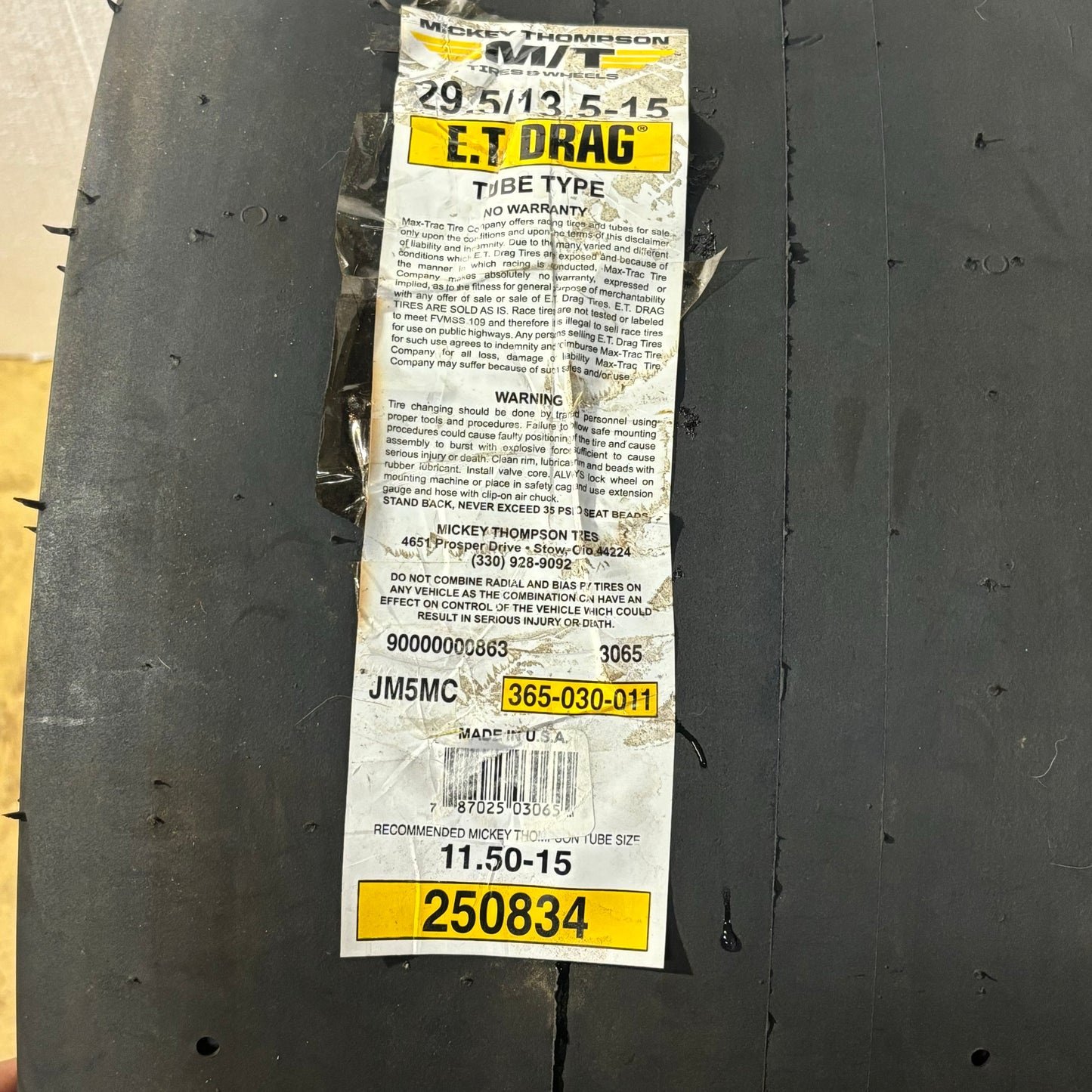 MICKEY THOMPSON ET DRAG WL 29.5 13.5 15 DRAG RACING SLICK TIRE 90000000863