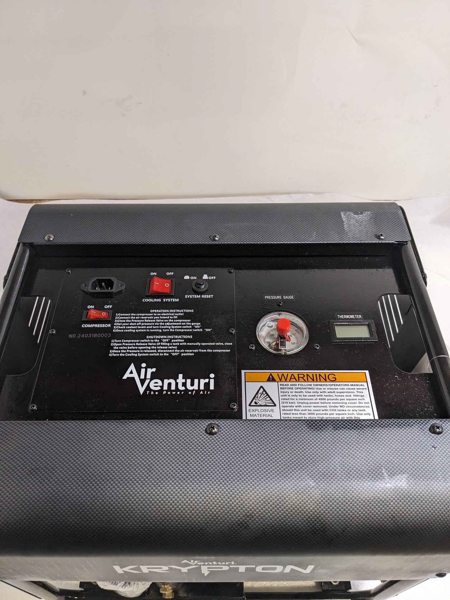 (KSL ONLY) AIR VENTURI PY-A-12823 KRYPTON 4500 PSI COMPRESSOR 110 V KSLR