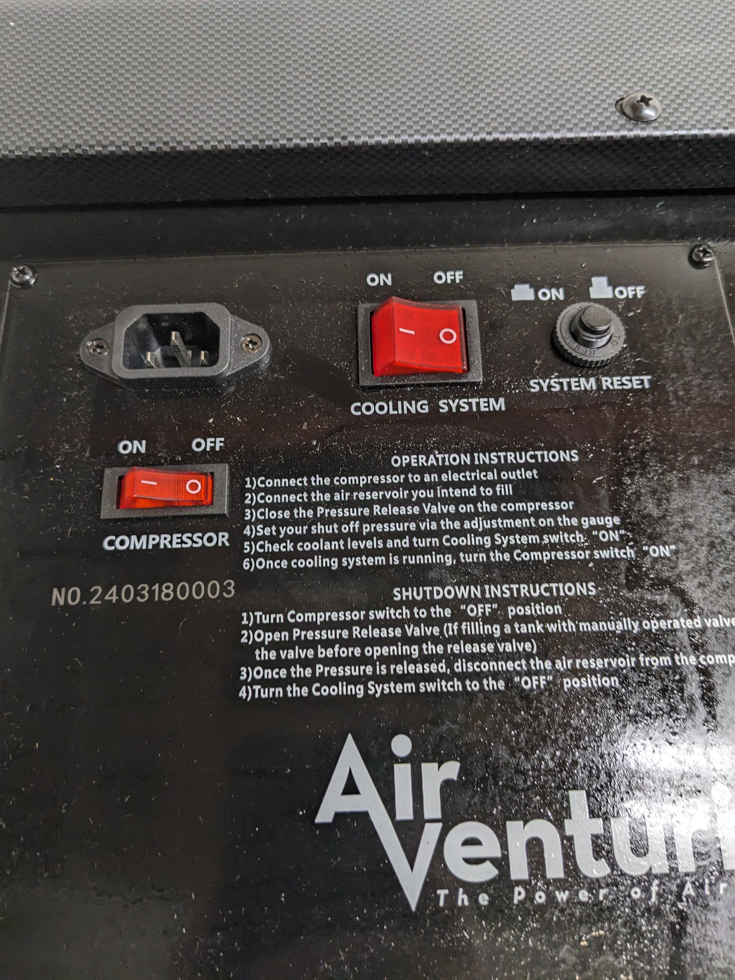 (KSL ONLY) AIR VENTURI PY-A-12823 KRYPTON 4500 PSI COMPRESSOR 110 V KSLR