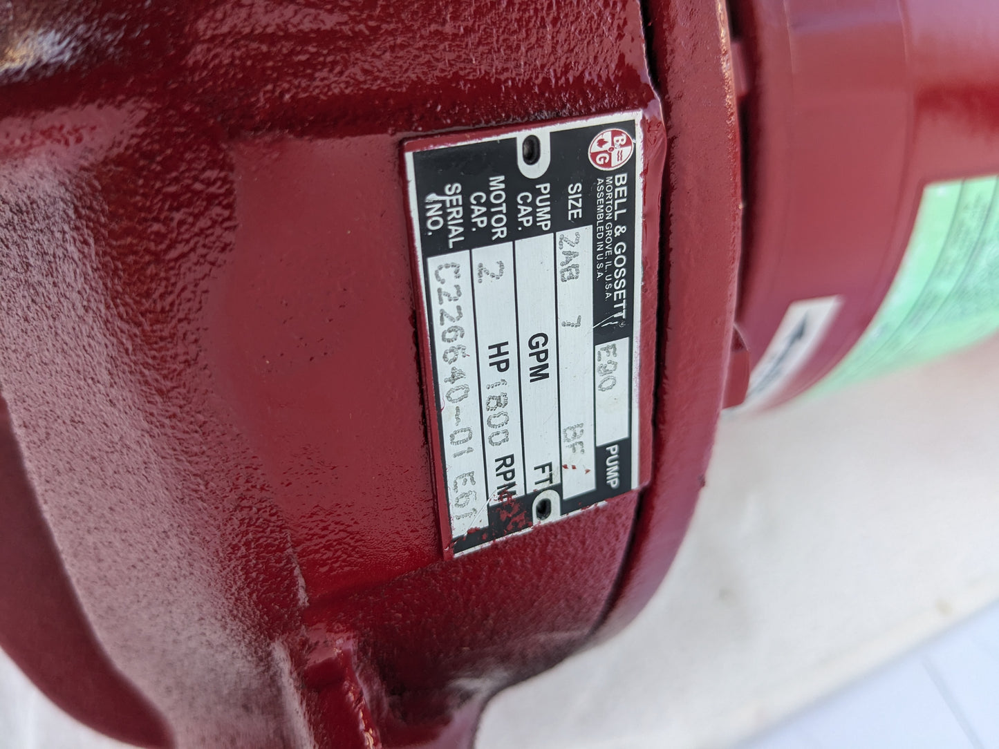 (DAMAGED) BELL & GOSSETT SERIES E90 PUMP 2AB 7BF 2HP 208-230/460V 60HZ NEW S-343