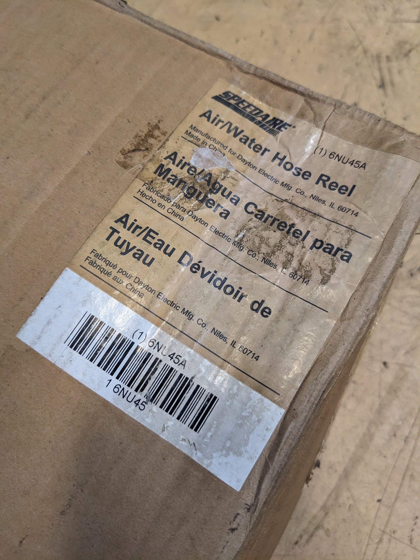 SPEEDAIRE 6NU45A 1/2"X50' SPRING RETURN AIR/WATER HOSE W/ REEL NEW B2