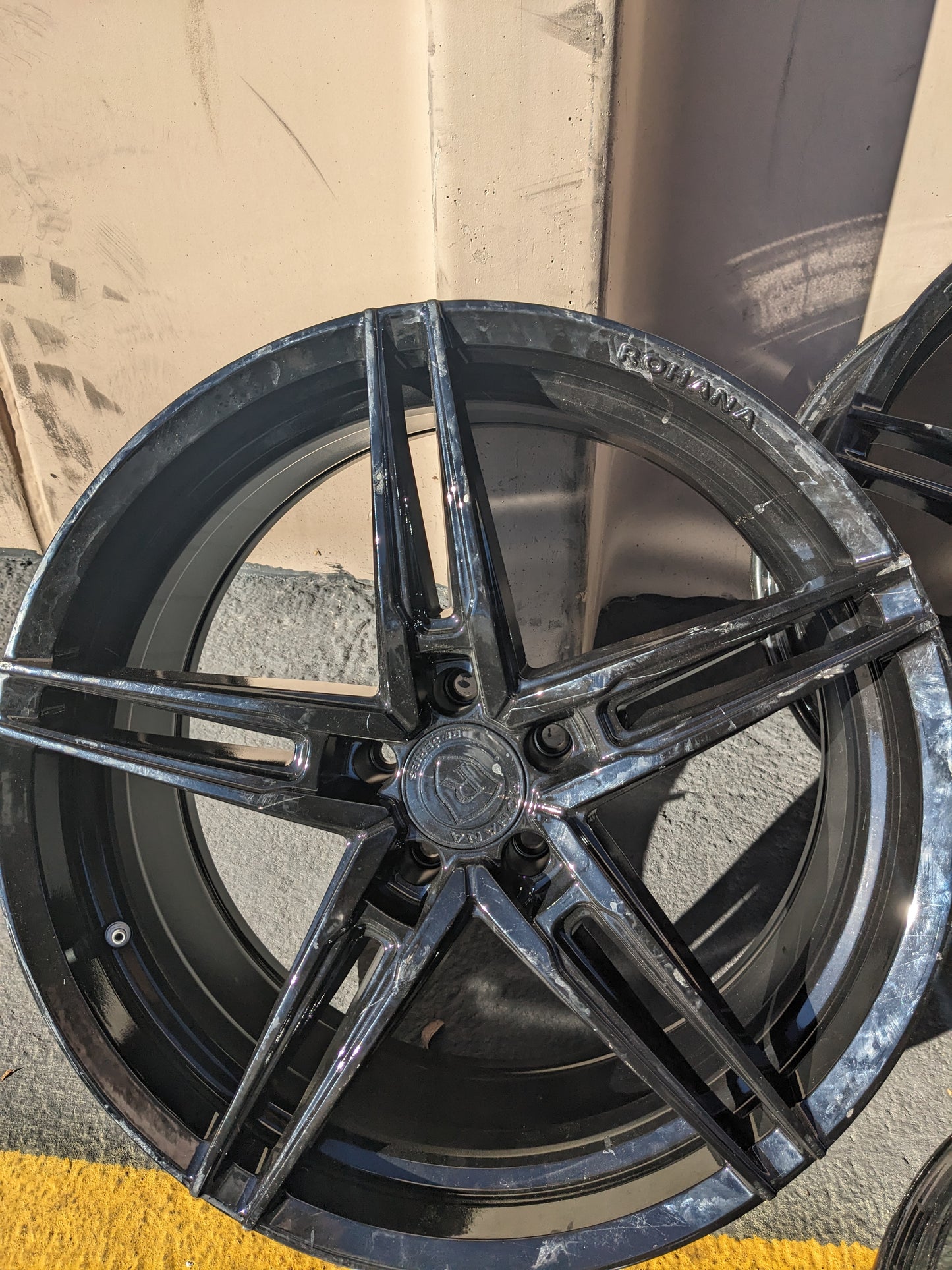 ROHANA RFX152095112GB45 RFX15 SERIES 20X9 INCHES 5X112 25MM GLOSS BLACK SET OF FOUR WHEELS NEW B2