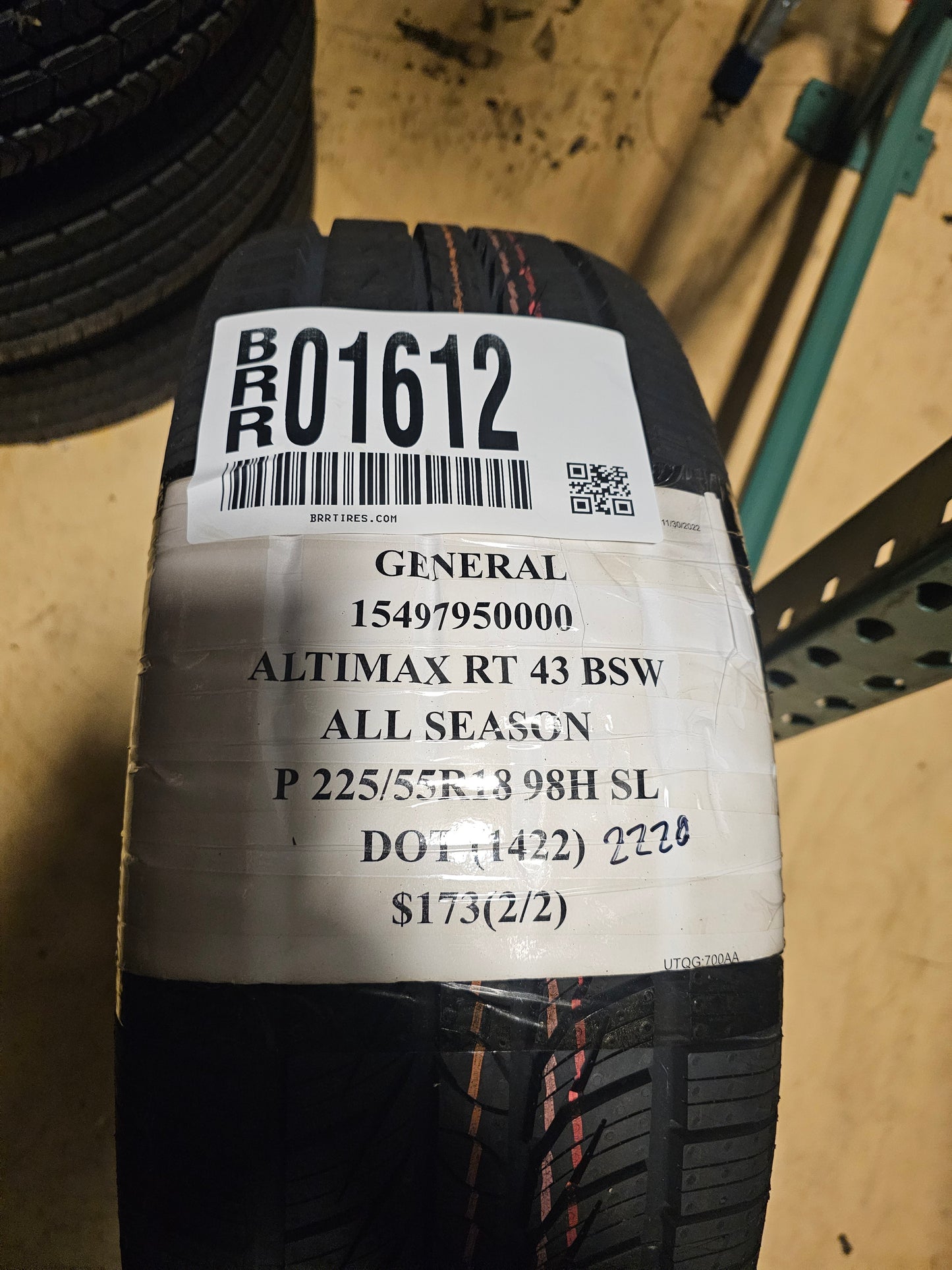 2 GENERAL ALTIMAX RT43 P 225 55 18 98H SL ALL SEASON TIRES 15497950000