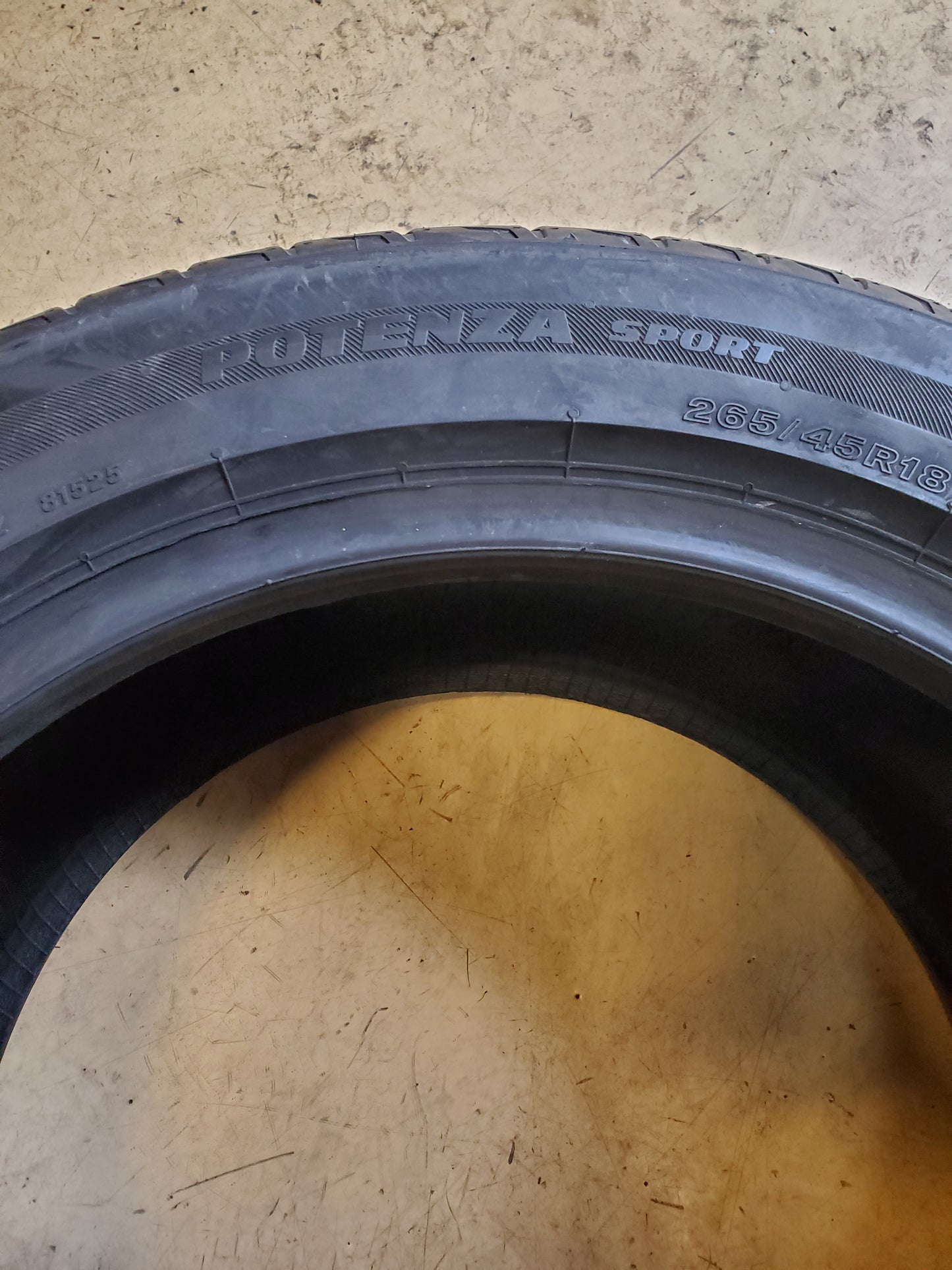 BRIDGESTONE POTENZA SPORT BSW P 265 45 18 101Y UHP TIRE 008166