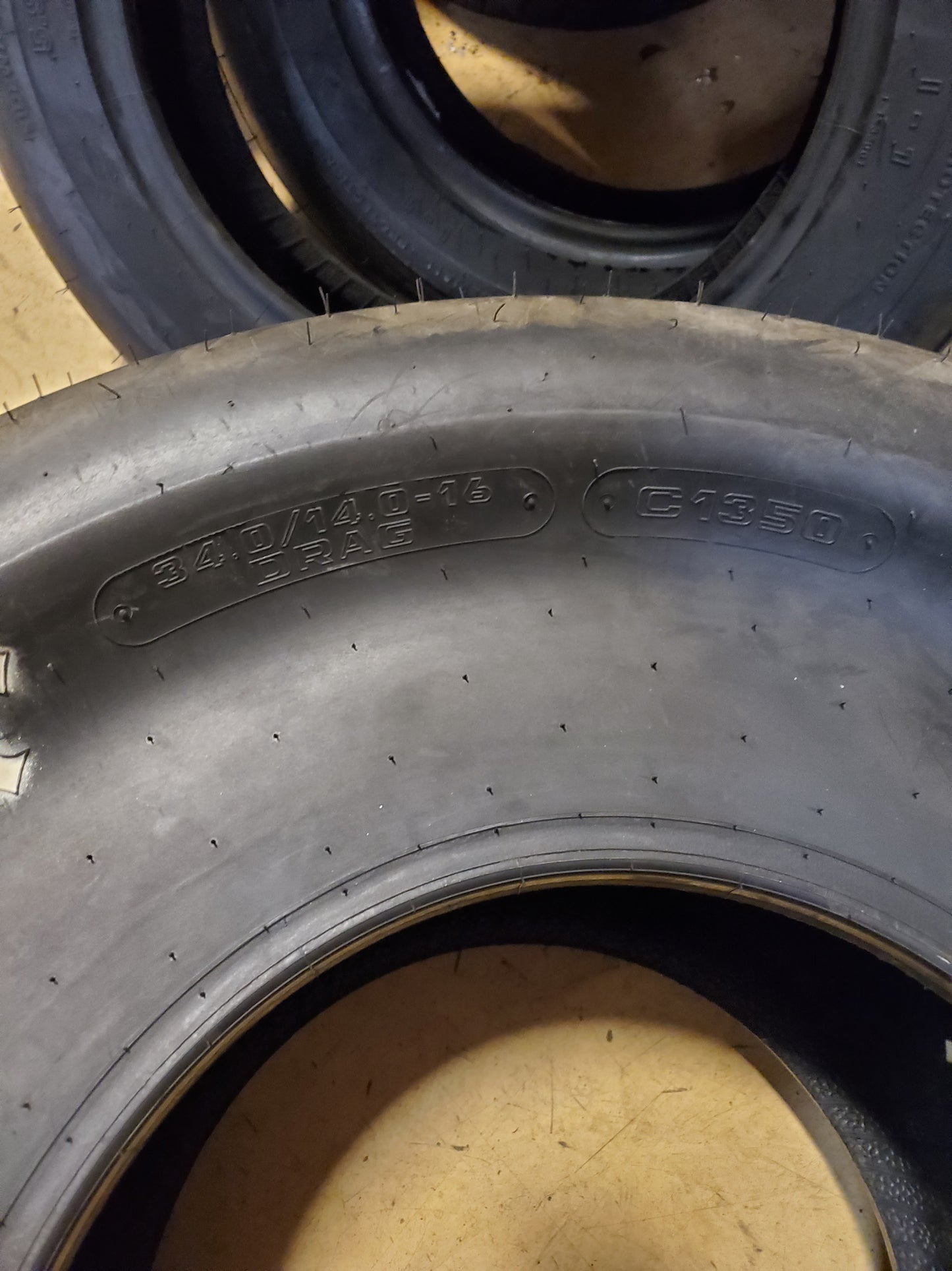 USED HOOSIER C1350 BSW  34 14 16 DRAG TIRE 18740C1350
