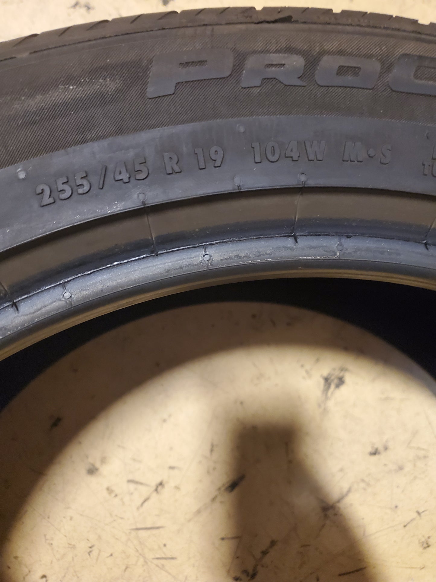 2 USED 7/32" CONTINENTAL PROCONTACT RX T2 P 255 45 19 104W XL TIRE 03150100000