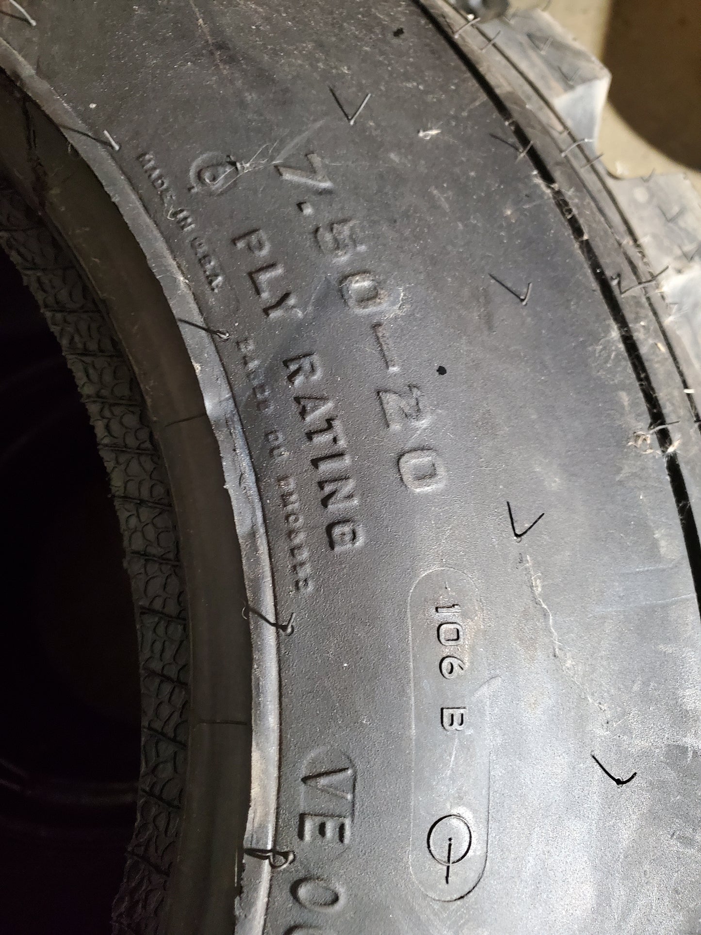 NOS FIRESTONE F26R BSW 7.50 20 106B 6PLY TRACTOR TIRE 132733