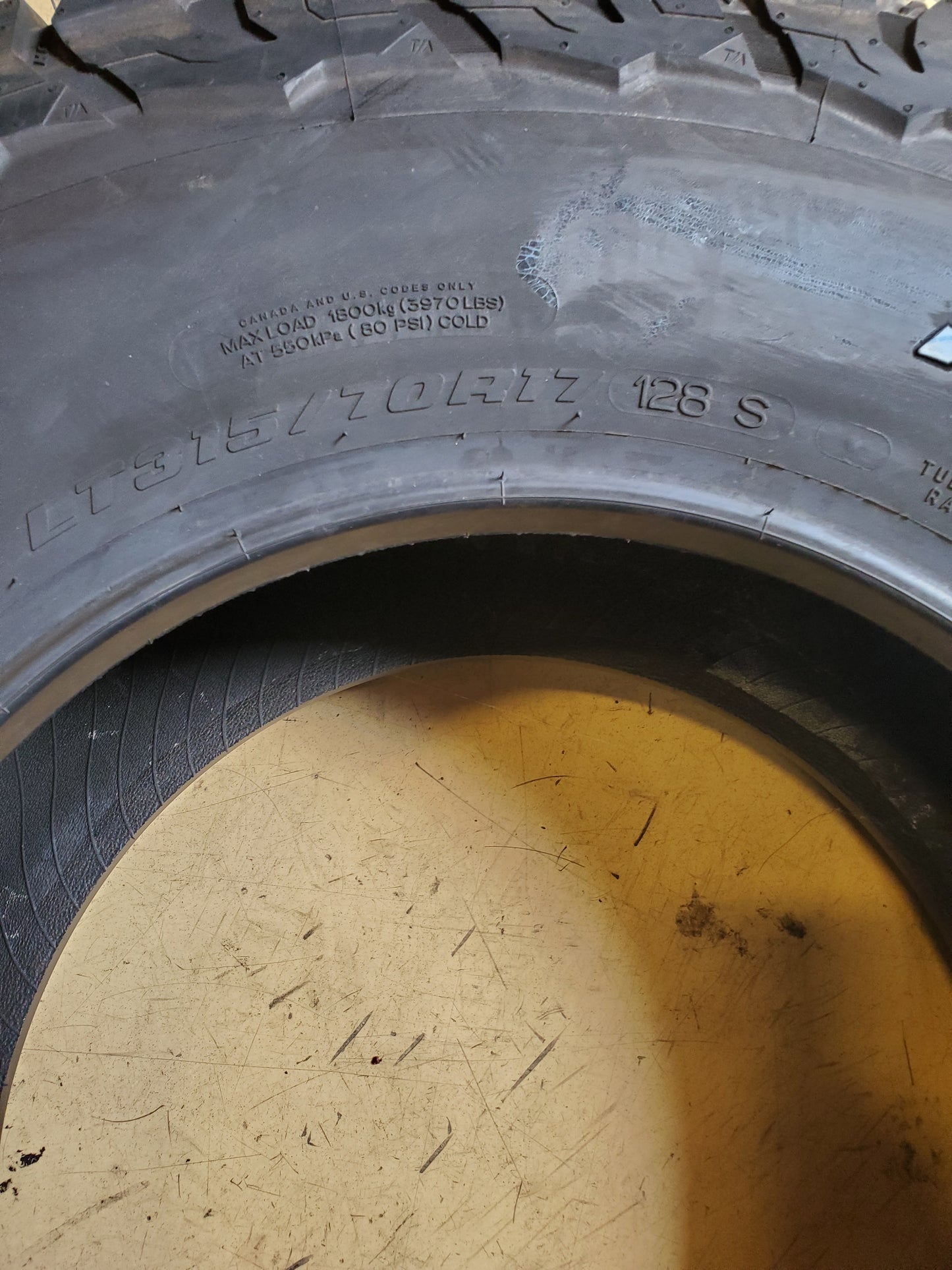 BFGOODRICH ALL-TERRAIN T/A KO3 RWL LT 315 70 17 128S 12PLY  TIRE 68284